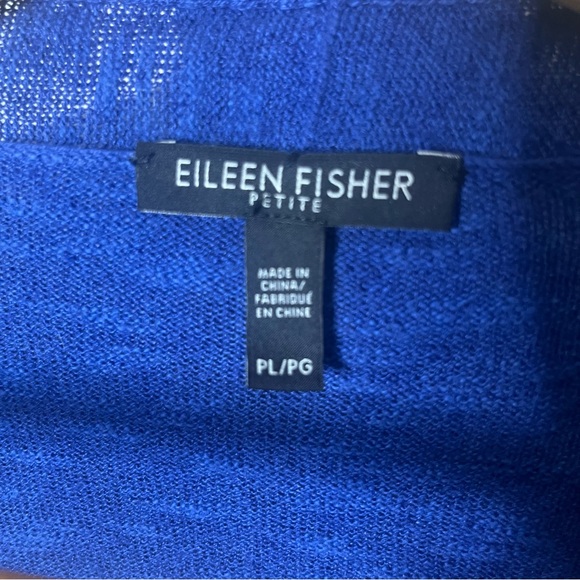Eileen Fisher Blue Open Front Organic Linen Cotton Knit Cardigan Sweater Sz LP - Picture 3 of 8